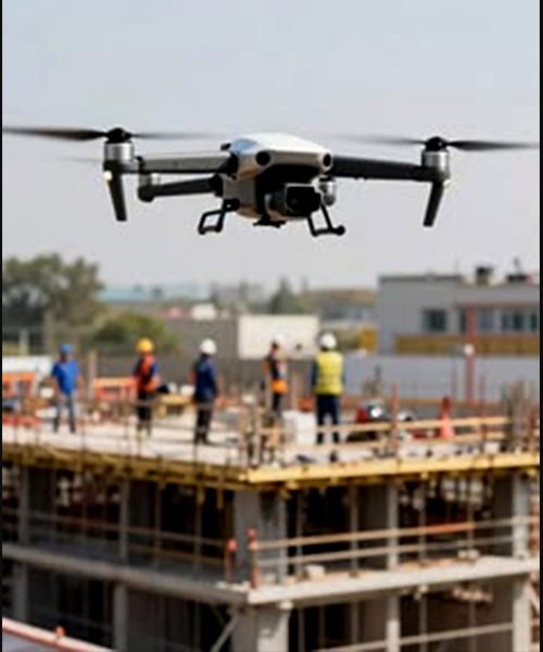 Dron realizando una inspección y monitoreo de obra