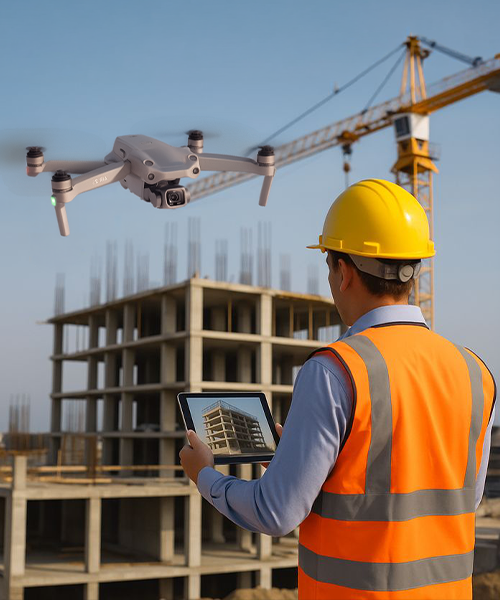 Registro con dron del avance de una obra de construcción